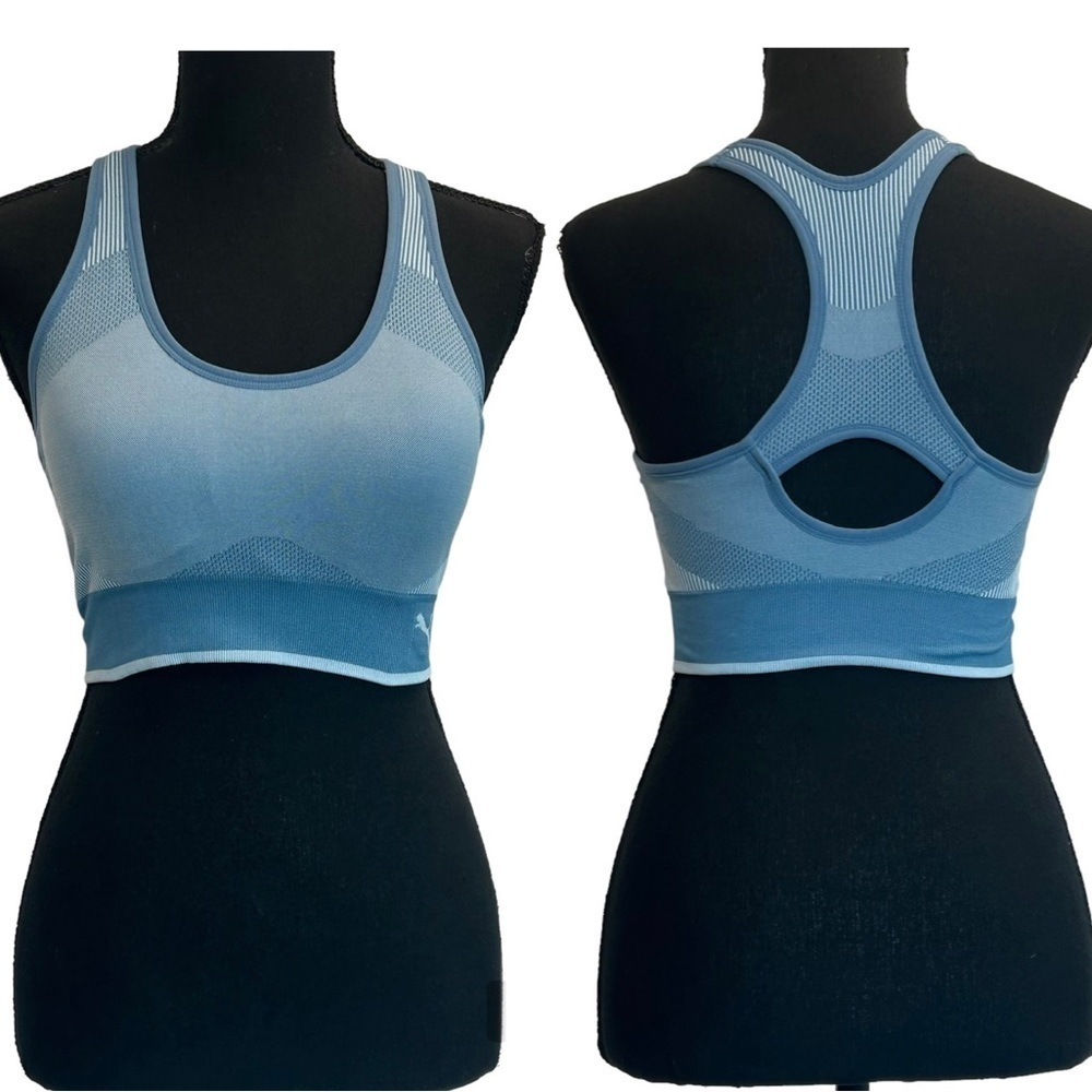 Puma blue Racerback sports bra Sz M NWOT
